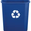Suncast Commercial Desk-Side Resin Trash Cans With Recycle Label, 3 Gallons, Blue, Set Of 12 Cans
