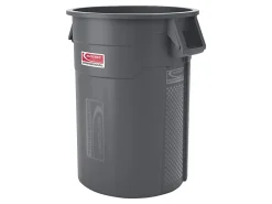 Suncast® Commercial Oval HDPE Utility Trash Can, 55 Gallons, Gray