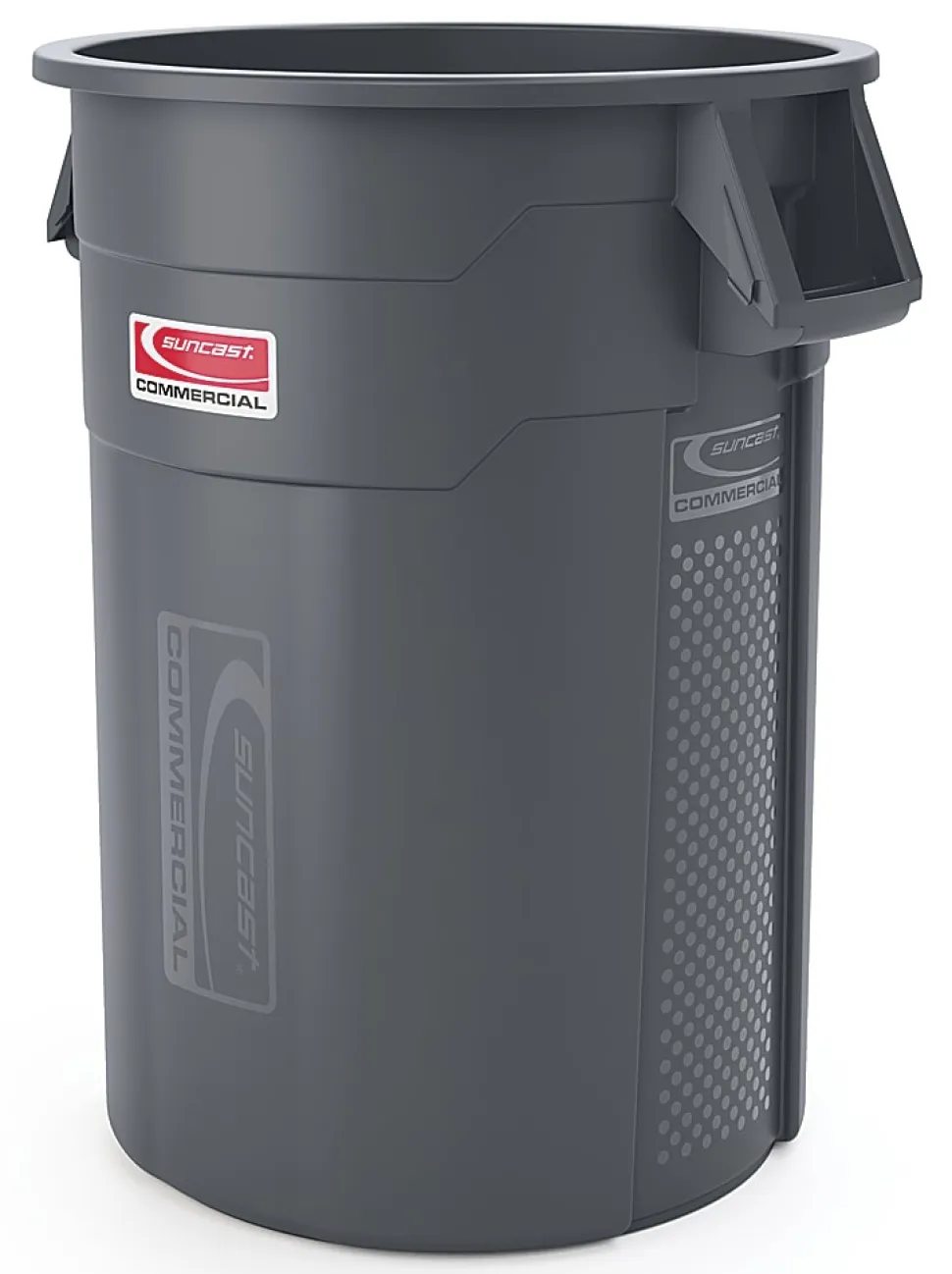Suncast® Commercial Oval HDPE Utility Trash Can, 55 Gallons, Gray