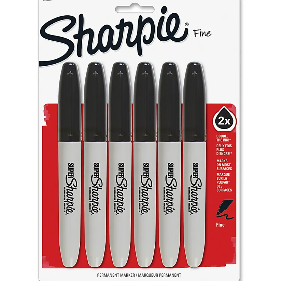 Super Sharpie® Permanent Markers, Black, Pack Of 6 Markers