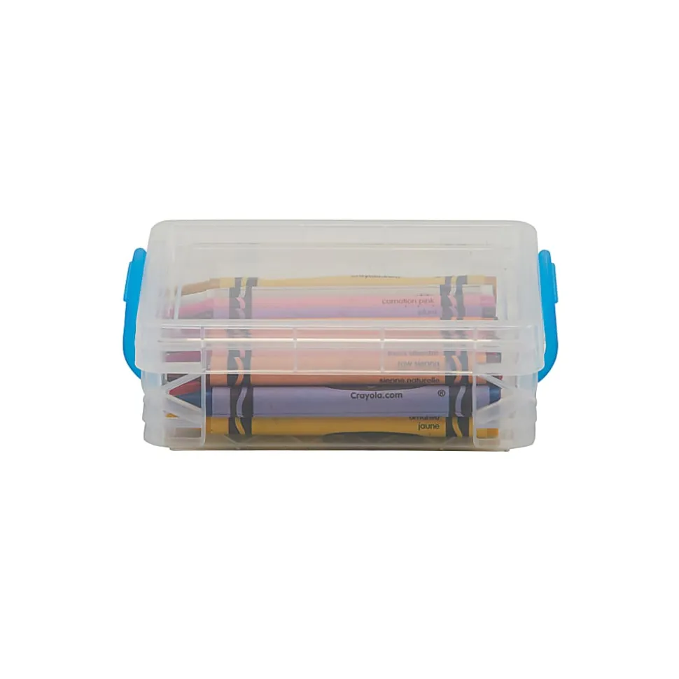 Super Stacker Crayon Box, Clear with Blue Handles