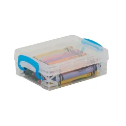 Super Stacker Crayon Box, Clear with Blue Handles