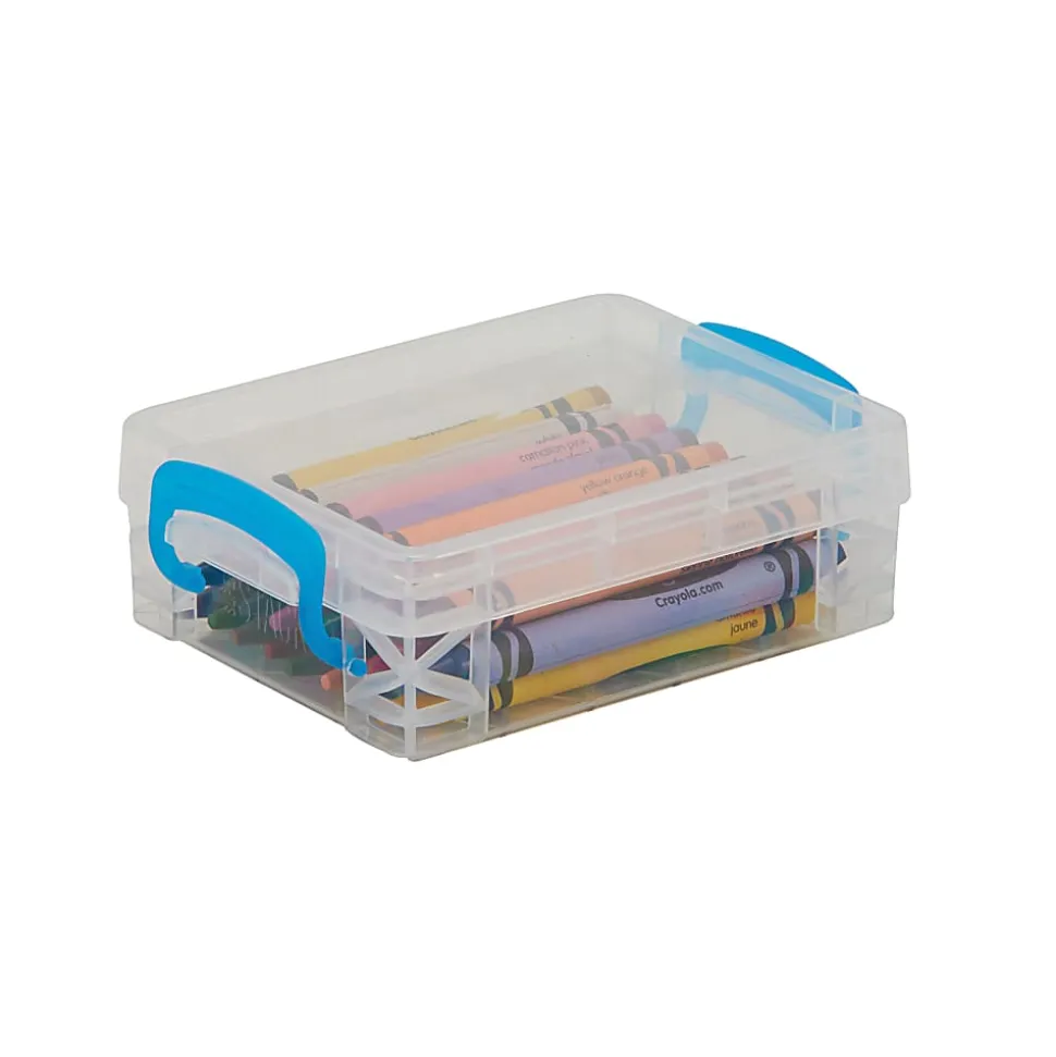 Super Stacker Crayon Box, Clear with Blue Handles
