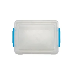 Super Stacker Crayon Box, Clear with Blue Handles