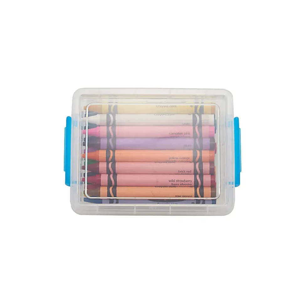 Super Stacker Crayon Box, Clear with Blue Handles
