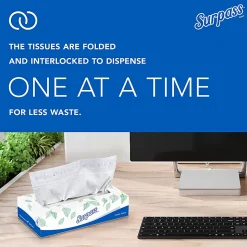 Surpass® 2-Ply Facial Tissue, Unscented, 100 Tissues Per Box, Case of 30 Boxes