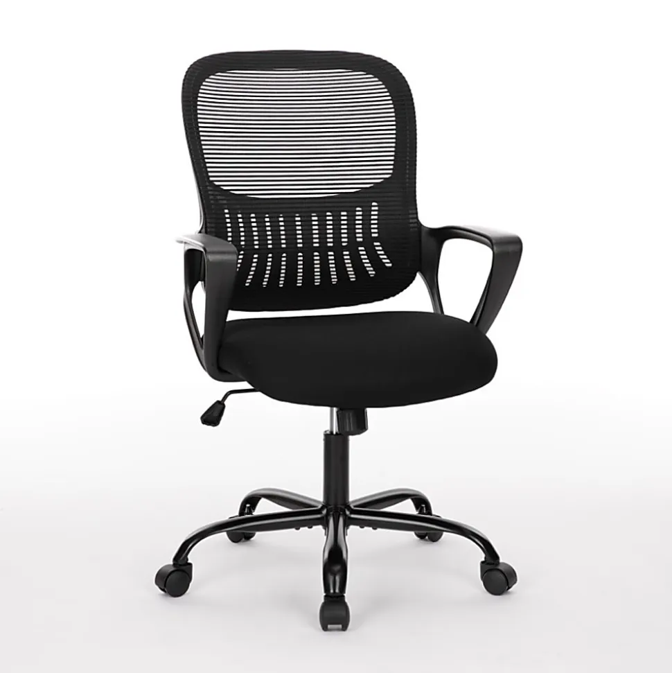Sweetcrispy Ergonomic Mesh Mid-Back Task Chair, Black