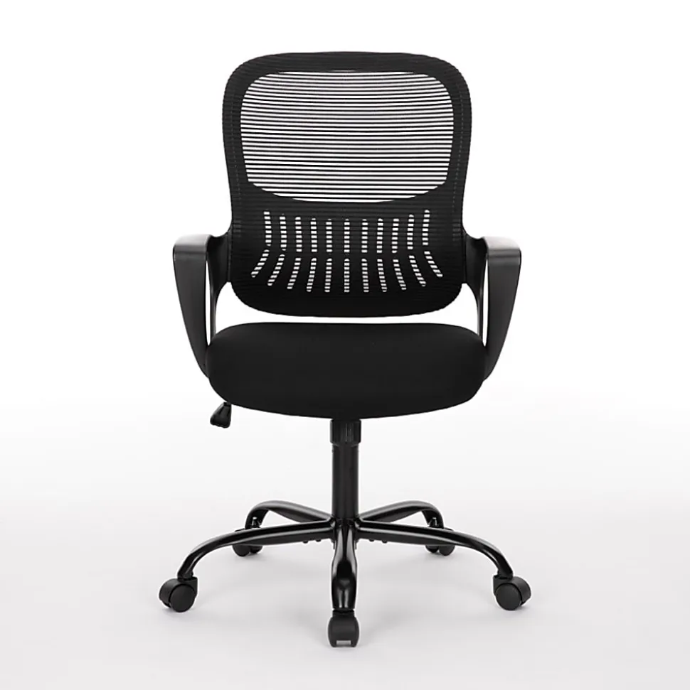Sweetcrispy Ergonomic Mesh Mid-Back Task Chair, Black