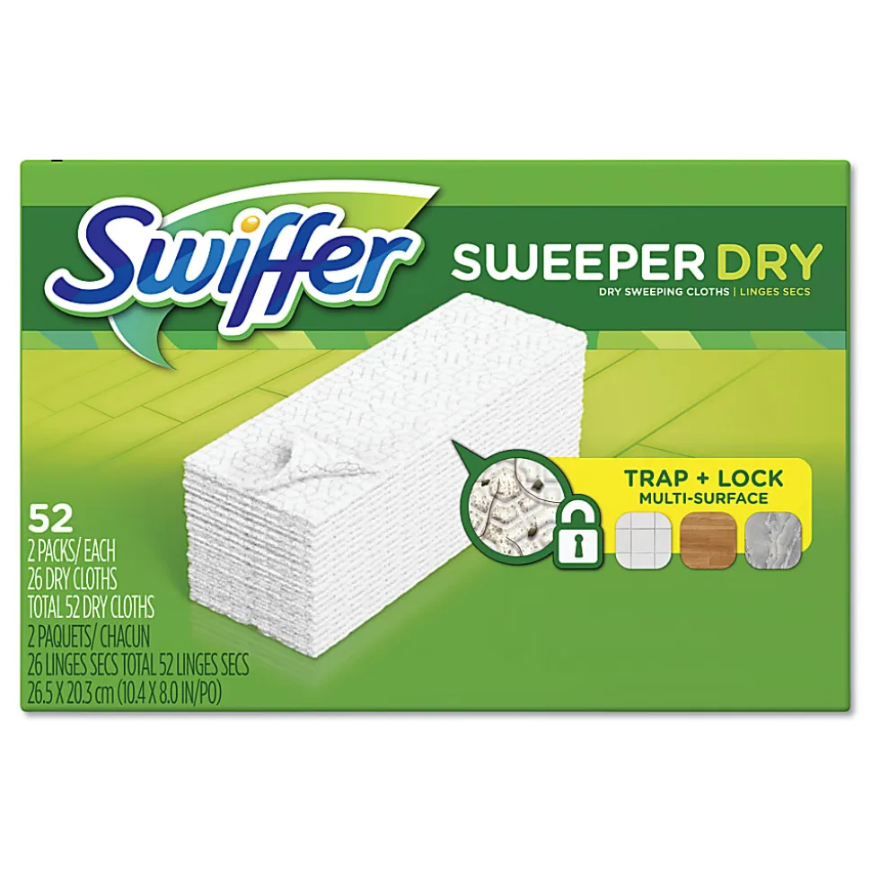 Swiffer® Sweeper Dry Cloth Refills, White, 52 Refills Per Box, Carton Of 3 Boxes
