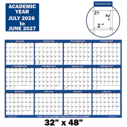 2026-2027 SwiftGlimpse Academic Monthly Wall Calendar, 32” x 48