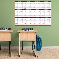 2026-2027 SwiftGlimpse Academic Monthly Wall Calendar, 32” x 48", Maroon/White, July To June, Total Qty 1