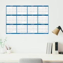 2026 SwiftGlimpse Yearly Erasable Wall Calendar, 48" x 72", White/Navy, January To December