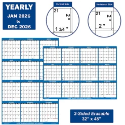 2026 SwiftGlimpse Yearly Reversible Erasable Wall Calendar, 32