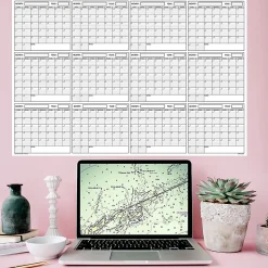 SwiftGlimpse Yearly Wall Calendar Planner, 36” x 48”, Black/White, Undated