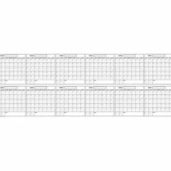 SwiftGlimpse Yearly Wall Planner, 36” x 100”, Black/White, Undated