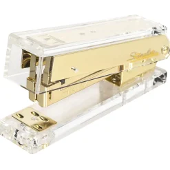 Swingline® Compact Acrylic Stapler, 20 Sheets, Half Strip, Clear/Gold