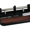 Swingline® Heavy Duty Adjustable 3-Hole Punch, Black/Faux Woodgrain