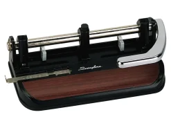 Swingline® Heavy Duty Adjustable 3-Hole Punch, Black/Faux Woodgrain