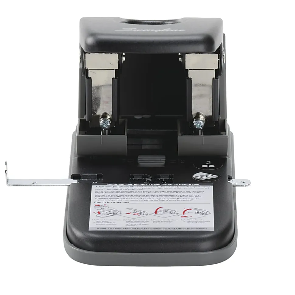 Swingline® High Capacity 2-Hole Paper Punch, 100 Sheets, Black/Gray