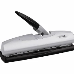 Swingline® LightTouch® High-Capacity Paper Punch, Black/Silver