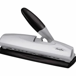 Swingline® LightTouch® High-Capacity Paper Punch, Black/Silver
