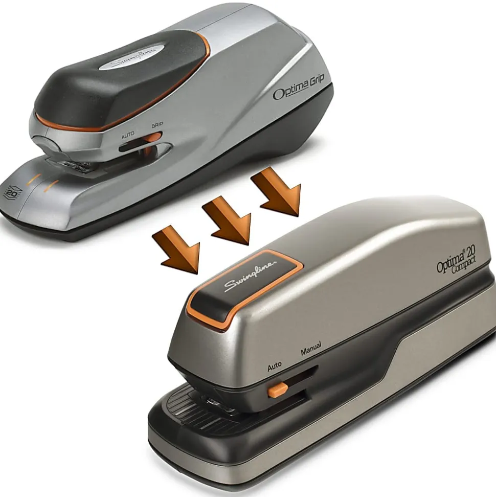 Swingline® Optima® 20 Compact Electric Stapler, 20 Sheets, Silver