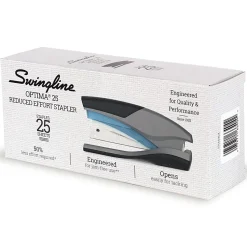 Swingline® Optima® 25 Reduced Effort Stapler, 25 Sheets Capacity, Blue/Gray