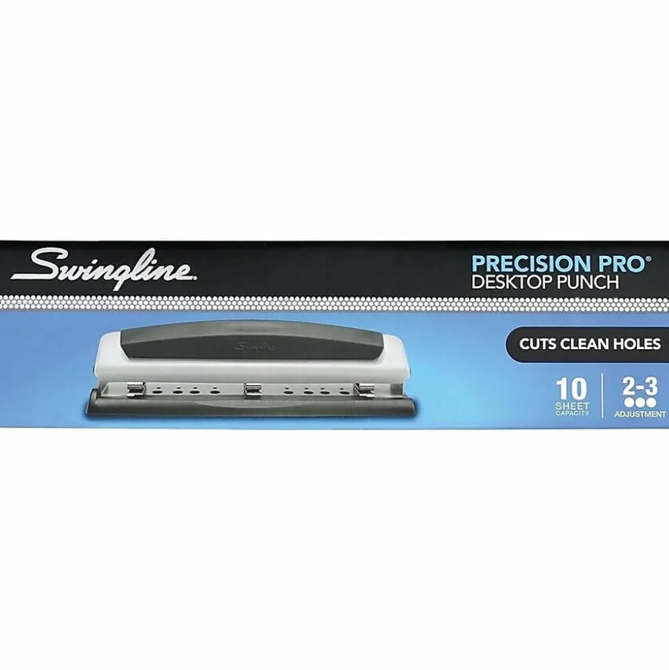 Swingline® Precision Pro® Desktop Punch, 10-Sheet Capacity, Silver