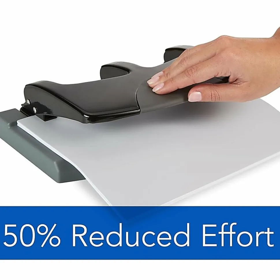 Swingline® SmartTouch™ Low-Force 3-Hole Punch, Black/Gray