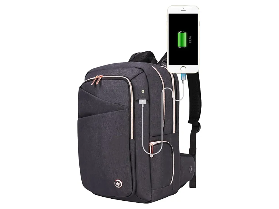 SwissDigital KatyRose Massage Business Backpack With 15.6" Laptop Pocket, Gray