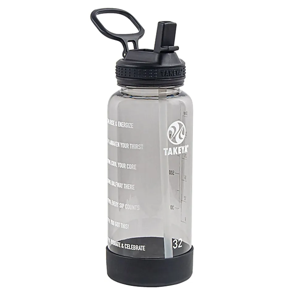 Takeya Tritan™ Motivational Water Bottle, 32 Oz, Stormy Black