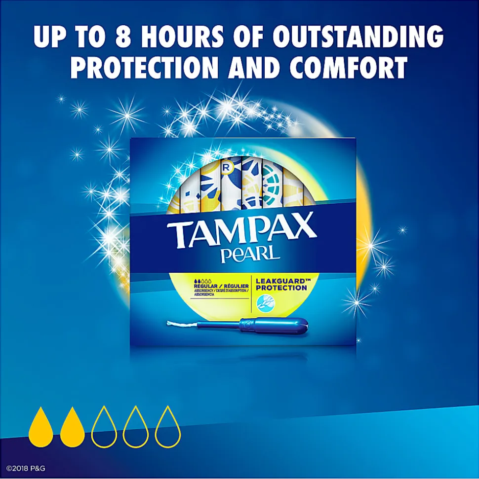 Tampax Pearl Regular Absorbency Tampons, Pack of 96