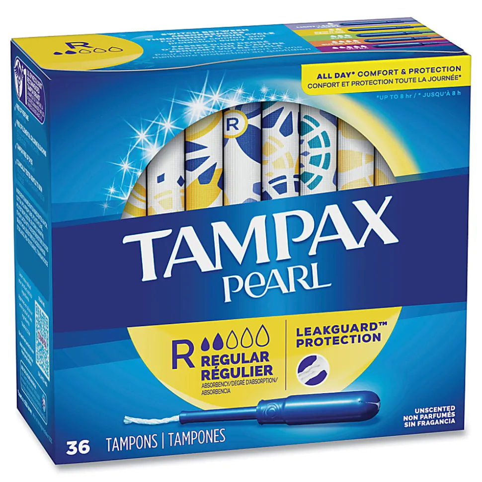Tampax® Pearl Tampons, Regular, 36/Box