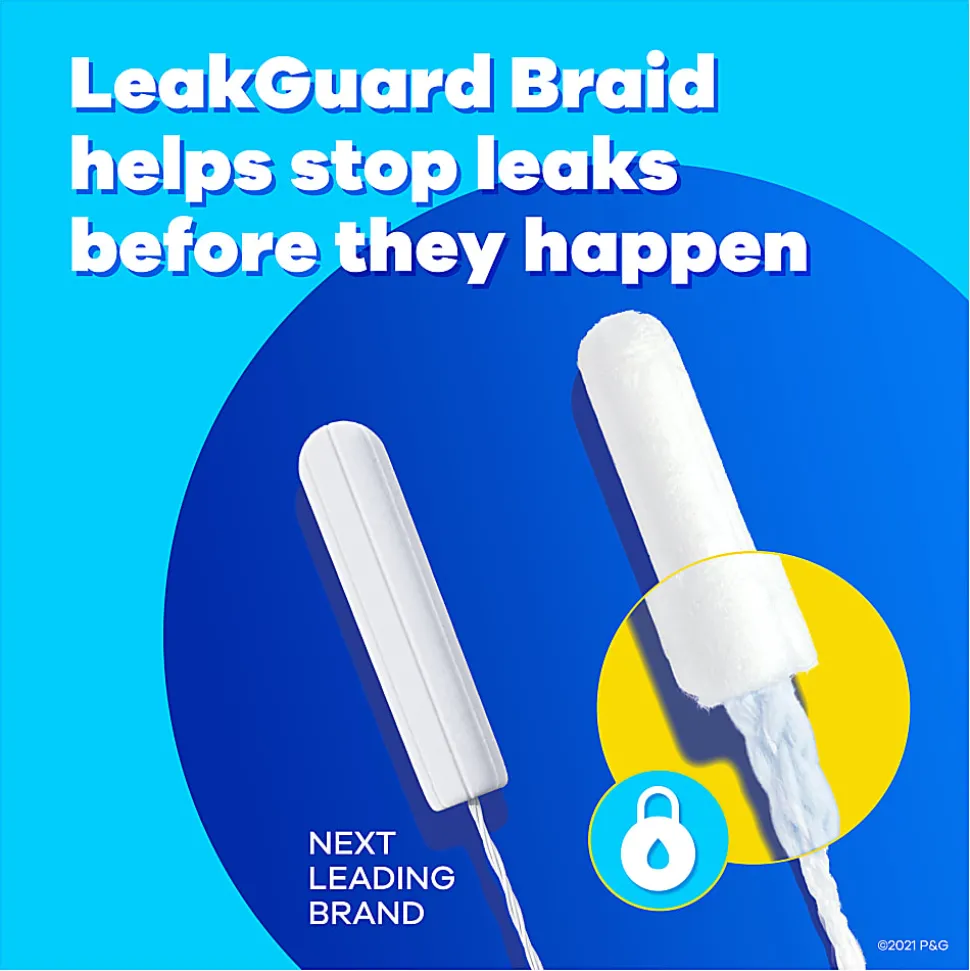 Tampax Pearl Tampons With LeakGuard Protection, Regular Absorbency, Box Of 8
