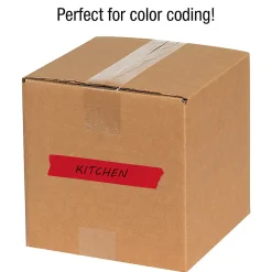 Tape LogicĀ® Color Masking Tape, 3" Core, 0.5" x 180', Red, Case Of 72