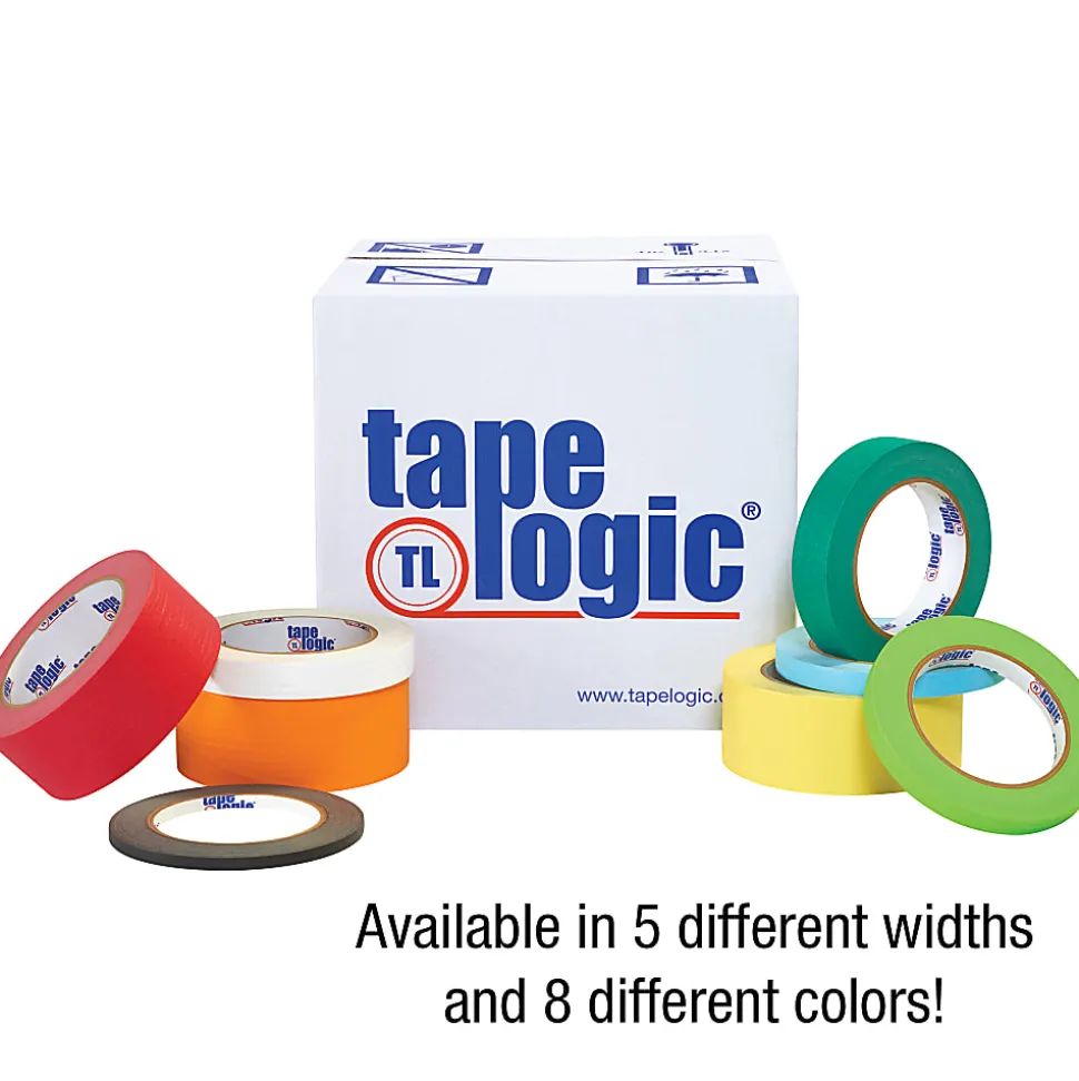Tape Logic® Color Masking Tape, 3" Core, 0.5" x 180', Red, Case Of 72
