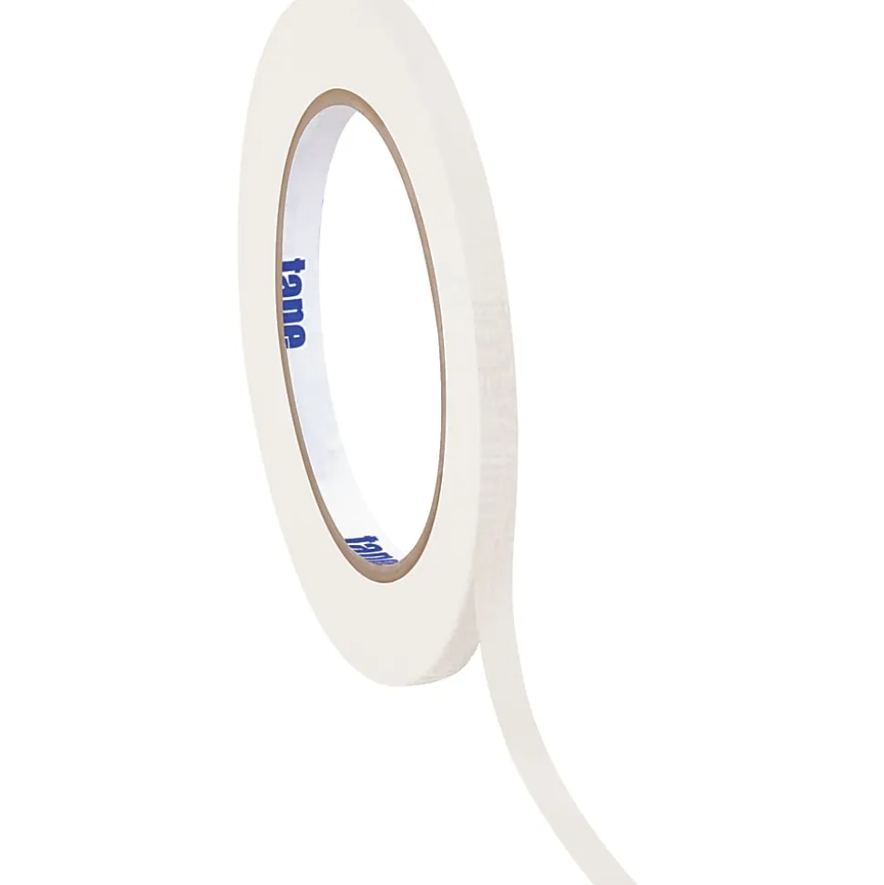 Tape Logic® Color Masking Tape, 3" Core, 0.5" x 180', White, Case Of 12
