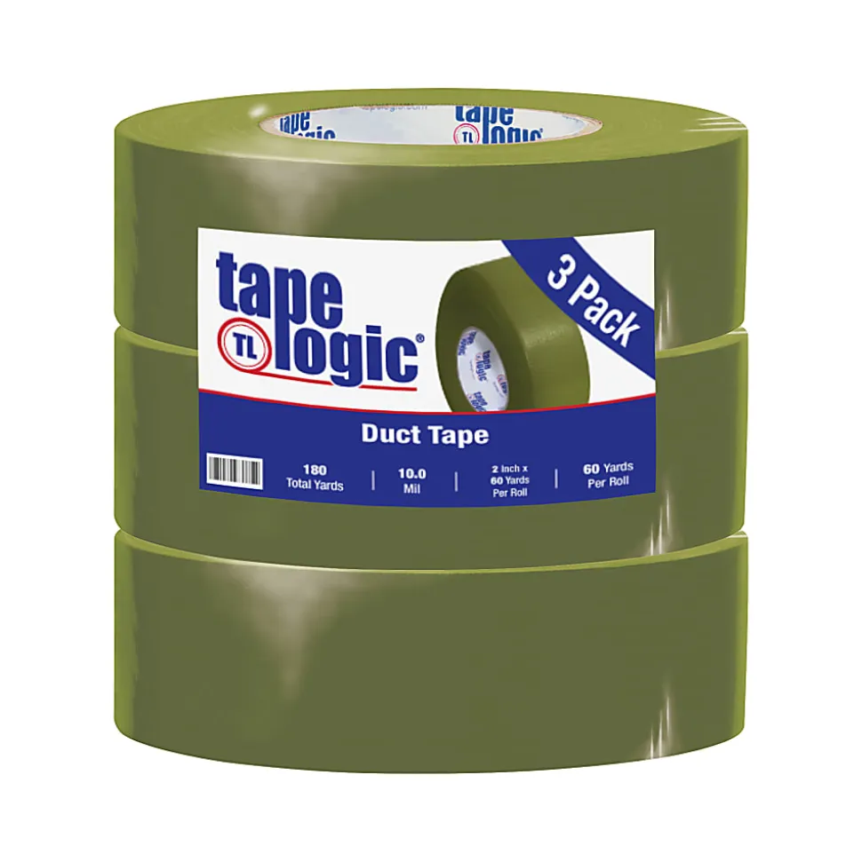 Tape Logic® Duct Tape, 10 Mil, 2" x 60 Yd., Olive Green, Case Of 3