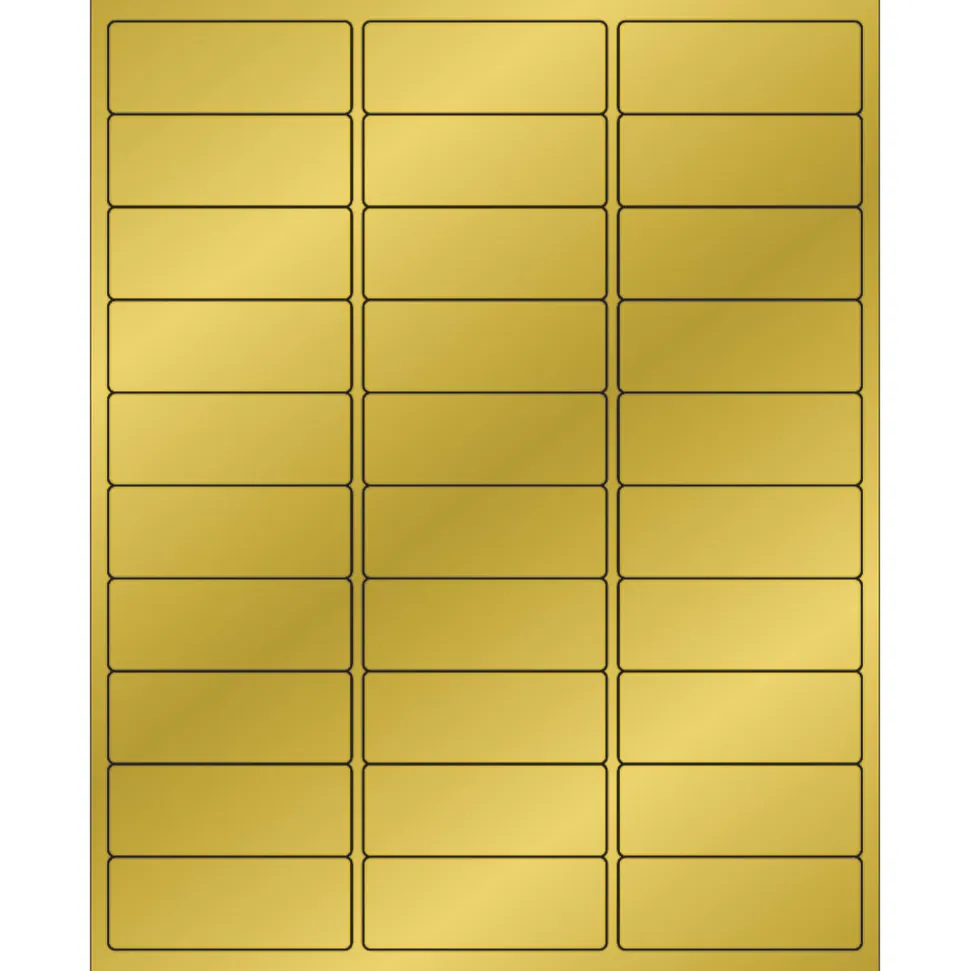 Tape Logic® Foil Labels For Laser Printers, LL210GD, 1" x 2 5/8", Rectangle, Gold, 30 Labels Per Sheet, Case Of 300 Sheets