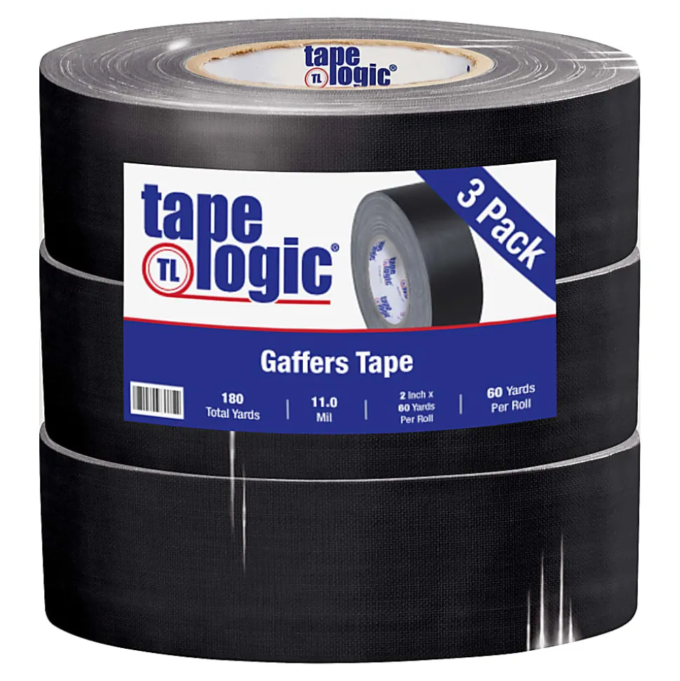 Tape Logic® Gaffers Tape, 2" x 60 Yd., Black, Case Of 3 Rolls