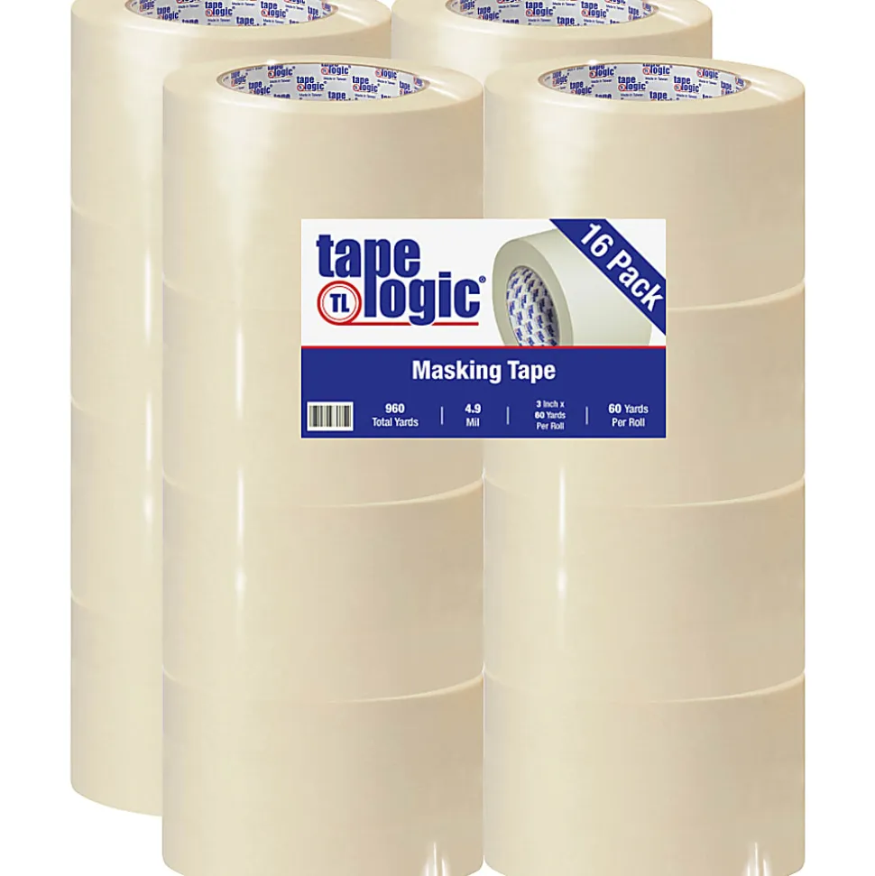 Tape Logic® 2200 Masking Tape, 3" Core, 3" x 180', Natural, Case Of 16