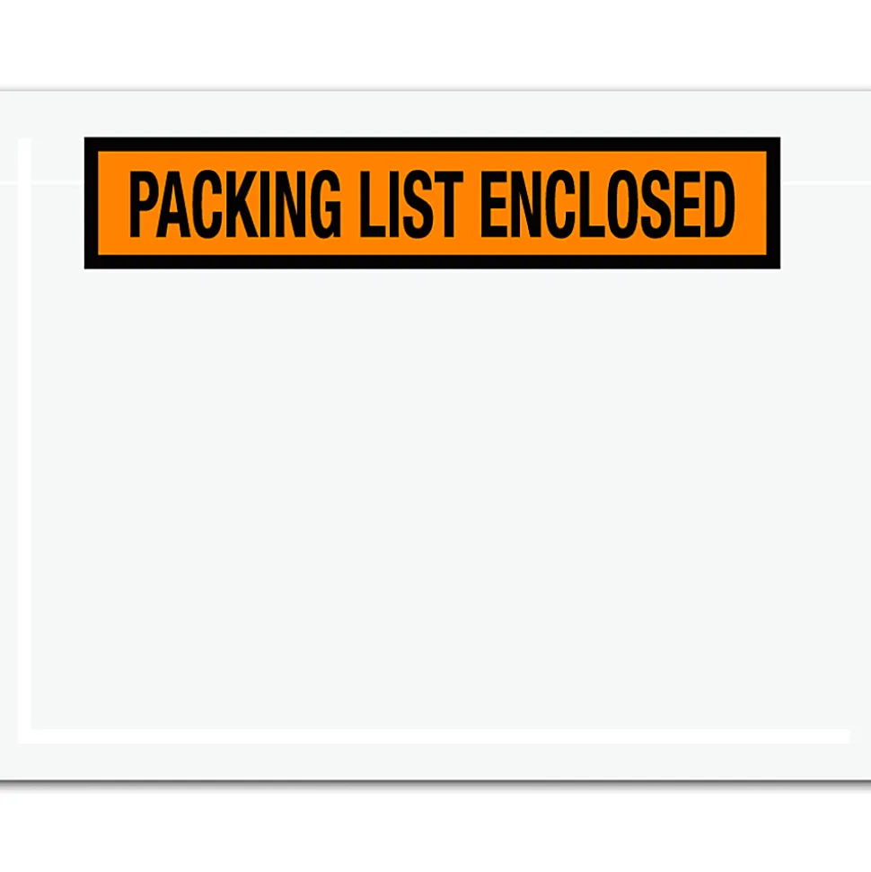 Tape Logic® "Packing List Enclosed" Envelopes, Panel Face, 6 1/2" x 5", Orange, Pack Of 1,000