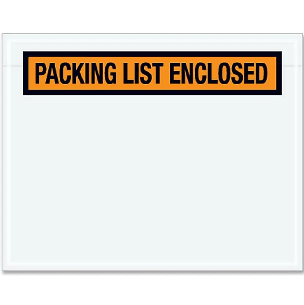 Tape Logic® "Packing List Enclosed" Envelopes, Panel Face, Orange, 7" x 5 1/2", Pack Of 1,000