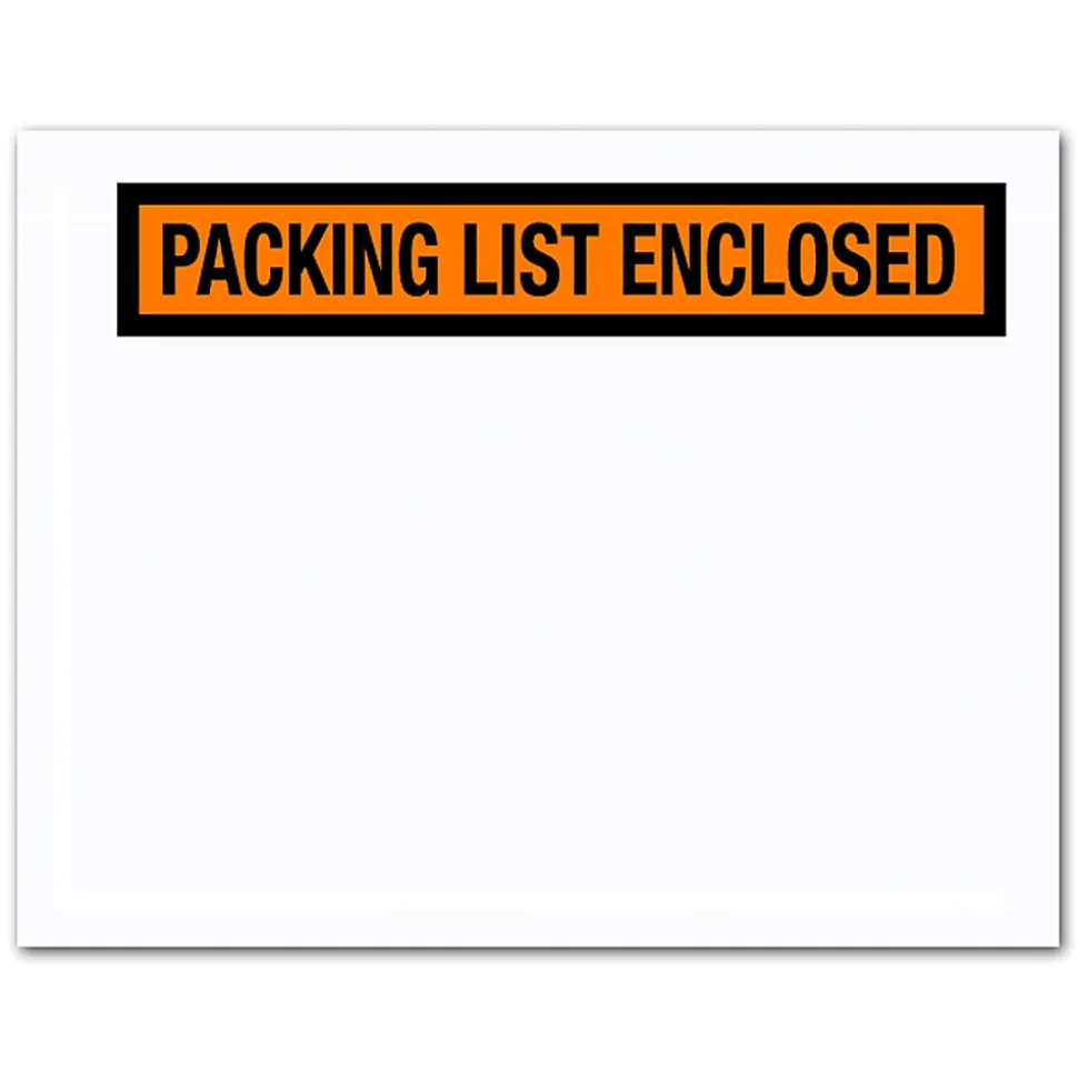 Tape Logic® "Packing List Enclosed" Envelopes, Panel Face, Orange, 7" x 5 1/2", Pack Of 1,000