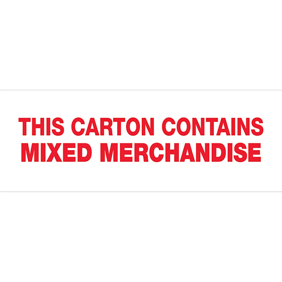 Tape Logic® Pre-Printed Carton Sealing Tape, "Mixed Merchandise", 2" x 110 Yd., Red/White, Case Of 36