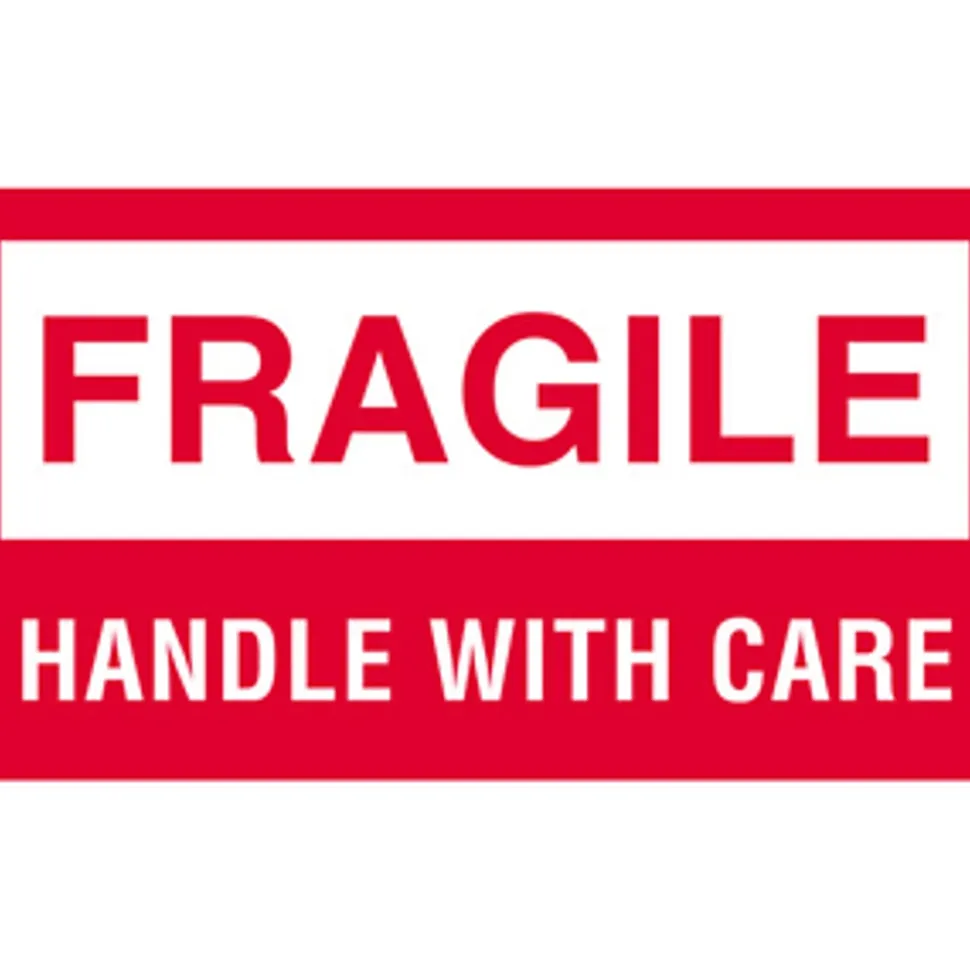 Tape Logic® Preprinted Shipping Labels, DL1070, Fragile, "Fragile™Handle With Care", 3" x 5", Red/White, Roll Of 500