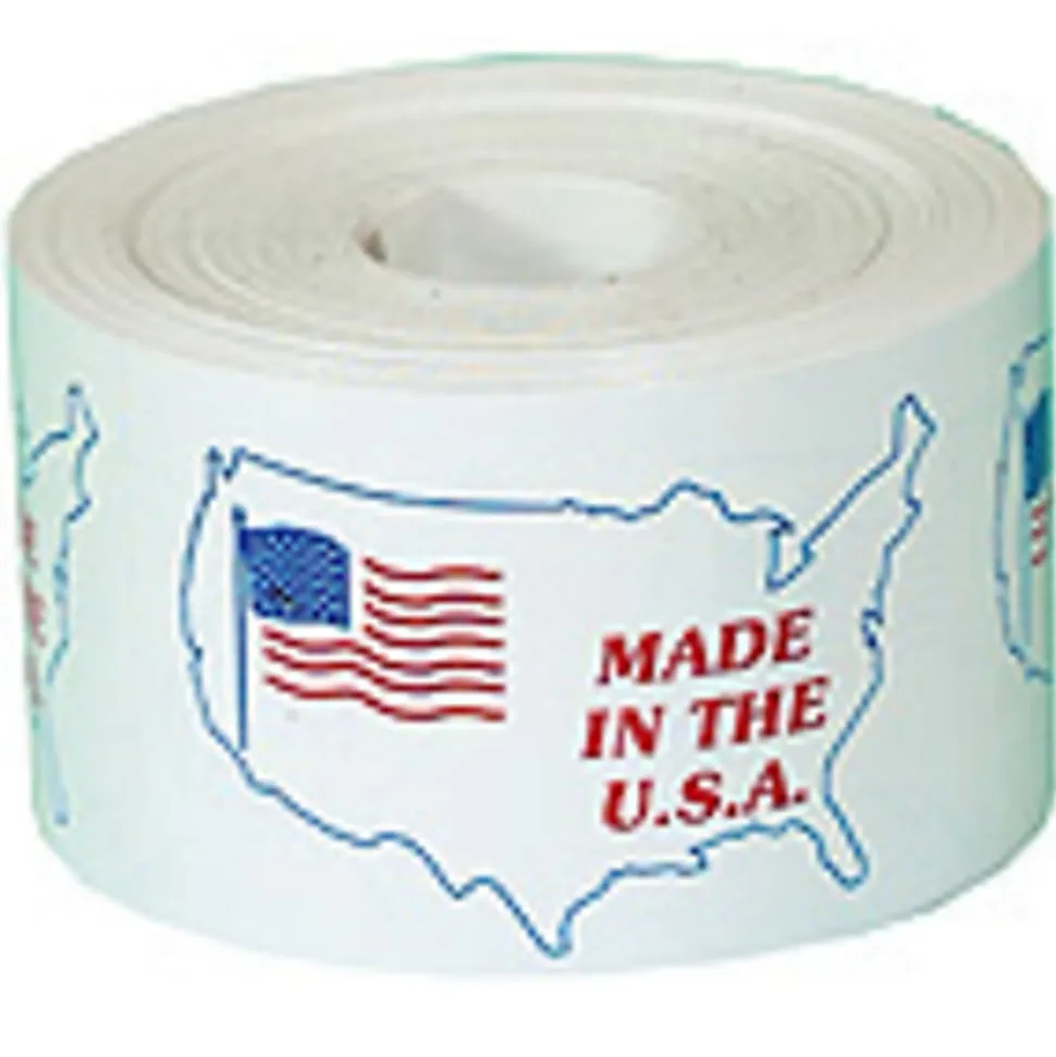 Tape Logic® Preprinted Shipping Labels, USA503, "Made In The U.S.A.," 4 1/2" x 3", Red/White/Blue, Roll Of 500