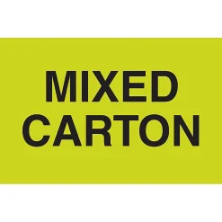 Tape Logic Preprinted Special Handling Labels, DL2501, "Mixed Carton", 5" x 3", Bright Yellow, Roll Of 500