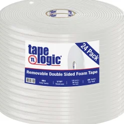 Tape Logic Removable Double-Sided Foam Tape, 1/2" x 36 Yd., White, Case Of 24 Rolls