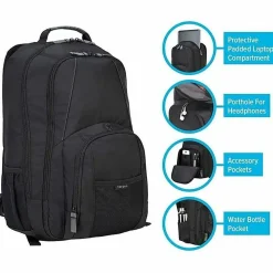 Targus Groove Laptop Backpack With 17" Laptop Pocket, Black